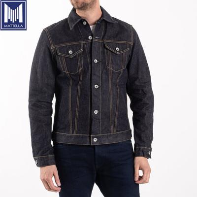 China 17oz Sustainable No Shrinkage Vintage Japanese Selvedge Heavy Denim Jacket Plus Handwarmer Side Pockets for sale