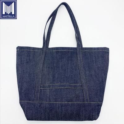 China Custom Shoulder Foldable Tote Hand Bag For Ladies Vintage Solid Color Stylish Korean Style Denim Fabric for sale