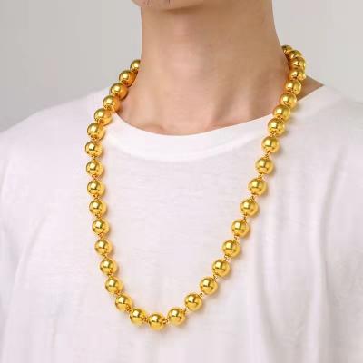 China 9999 CLASSICS Pure Gold Pearl Necklace Olive Chain Domineering Boss Necklace Valentine's Day Gift for sale