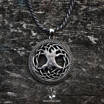 China 925 Sterling Silver Original Handmade Nordic World Mythology Tree Neo-Gothic Amulet Natural Personality Pendant for sale