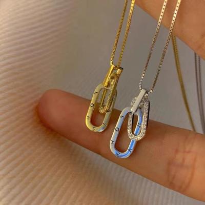 China Fashionable new design luxury sense letter ring necklace light niche clavicle lock chain to send girlfriend birthday gift Valentine's Day for sale