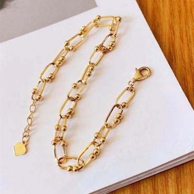 China 18K Gold Ins Fashionable Simple Style Bracelet Au750 Gold Jewelry Wholesale China Geometric Lines Chain for sale