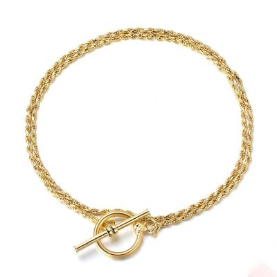 China Neo-Gothic Diamond S925 Sterling Silver Bracelet 14K Different Gold Chain Twist Bracelets OT Loop Chain Jewelry for sale