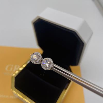 China New Hiphop 5.0MM2021 men's and women's hip-hop s925 Moissan silver inlaid diamond earrings for sale