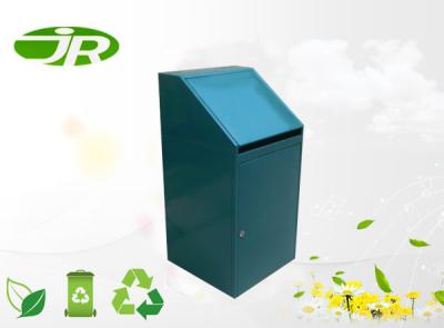 China Green Galvanized Steel Outdoor Waste Bin with Lid  Stand Front Open for sale