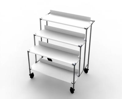 China Three Layers Shop Display Stands Chrome Plated With Wheels for sale