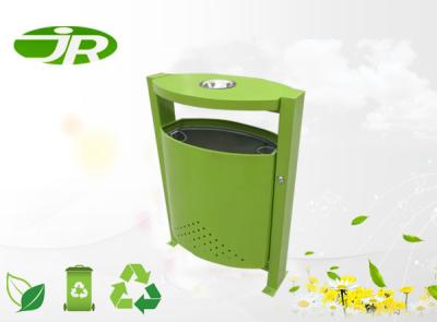 China Colored Metal Transparent Trash Can With Ashtray For Subway / Bus Station for sale