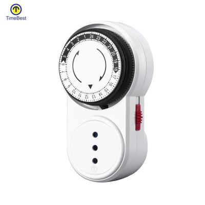 China Hot Selling 60min Flame Retardant PC 24 Hour Mechanical Transmission On-Off Timer Sockets for sale