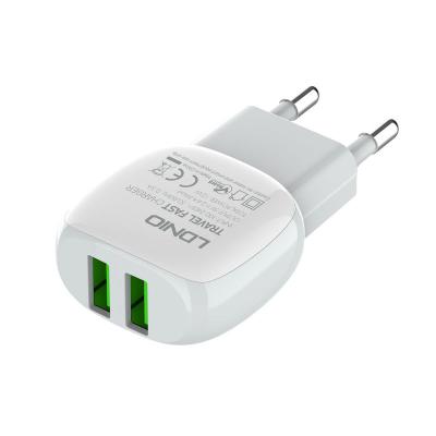 China Dual USB Mobile Phone LDNIO 2.4A 12W Wall Charger EU Travel Fast Mobile Phone Charger For iPhone/Samsung A2218 for sale