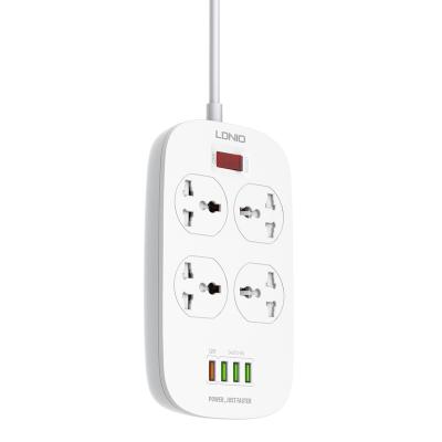 China Home appliance LDNIO UNIVERSAL POWER STRIP 4USB PORTS POWER STRIP PLUG WITH 4 SUGE OUTLETS UNIVERSAL POWER STRIP for sale