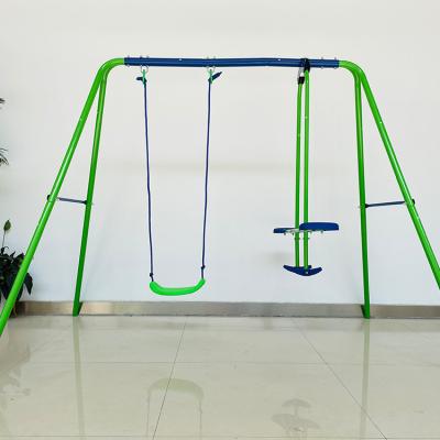 China Multifunctional Indoor Outdoor Playground Equipment Plastic Seesaw and Playground Kids Swing Set for sale