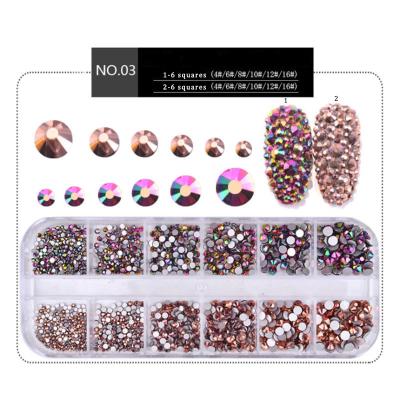 China Hot Sale Trendy AB Crystal Nail Art Mix Shape Fancy Shaped Rainbow in Box Flat Bottom Rhinestone Nail Art Decoration Glass Fake Stones for sale