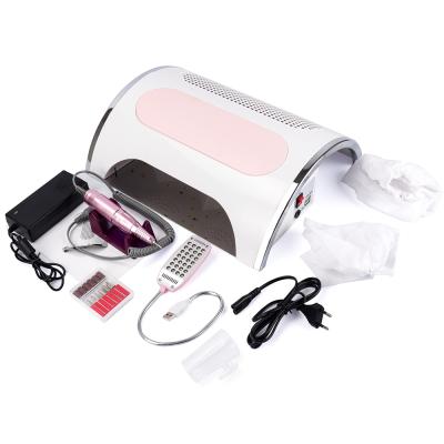 China Nail Polishing 3 in 1 LED Light Nail Drill Machine 54W Nail Dryer Lamp 3 Fans 2 Filters Nail Dust Collector for sale