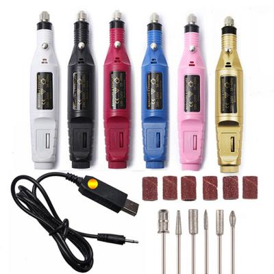 China Colorful Electric Nail Tools Stainless Steel Manicure 2000RPM USB 9w Portable Nail Drill Machine for sale