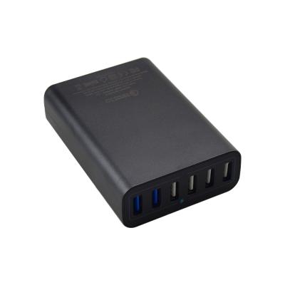 China 6-Port USB Multi Cell Phone Charger QC3.0 Travel Wall Charger Left Station with 60W Power Supply Mobile Phone Charger Te koop