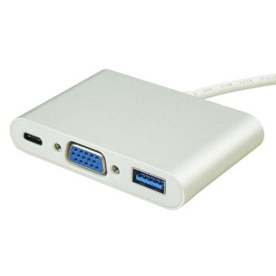 China Mobile Devices Computer Manufacturer Price 3 .desk High Speed ​​Hub Adapter in 1 Type USB C to VGA+PD+USB3.0 zu verkaufen