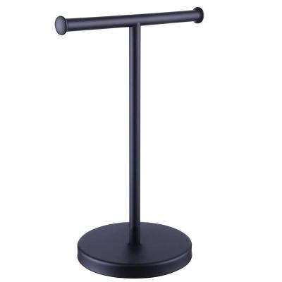 China Fashion Stainless Steel Floor Standing Towel Rack Black Free Standing Towel Rack for sale