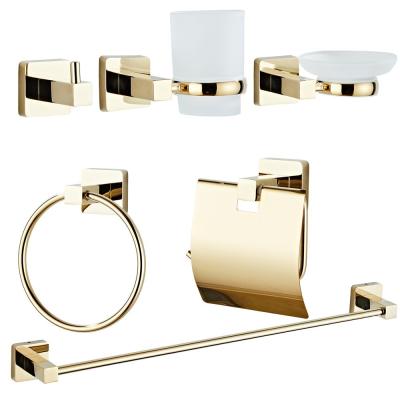 China BRIEF Bathroom Accessories Bathroom Gold High Quality Towel Rack Set 6 Pieces for sale