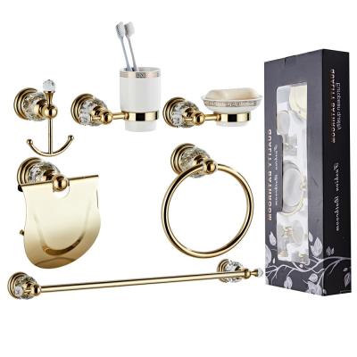 China BRIEF High Quality Bathroom Accessories Set Bathroom Gold Towel Rack 6 Piece Set for sale