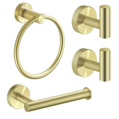 China Hot Selling FOLDER Gold Bathroom Accessories Stainless Steel Towel Rack Gold Toilet Paper Holder Coat Hook for sale