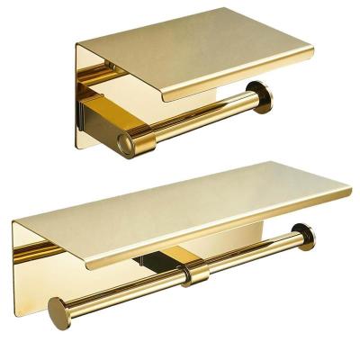 China Stainless Steel Gold Toilet Paper Holder Traditional Wall Mounted Double Toilet Paper Holder for sale