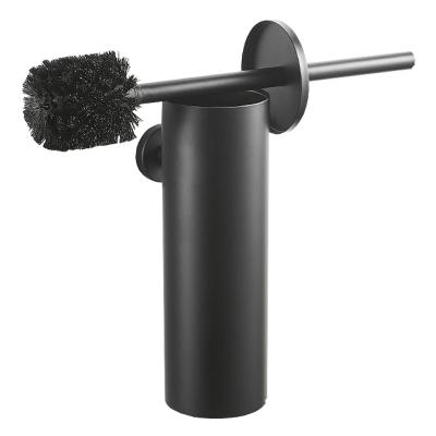 China Modern Wall Mounted Toilet Brush Holder Black Stainless Steel Toilet Brush Bathroom for sale