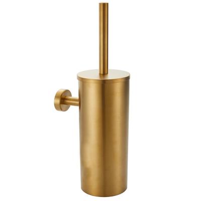 China Modern Gold Toilet Brush Stainless Steel Bathroom Toilet Cleaning Brush and Holder Set for sale