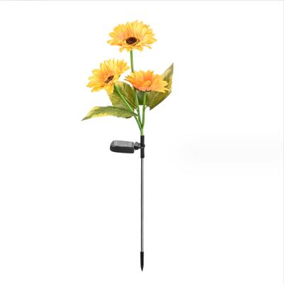 China Garden waterproof decorative path hanging garden 3-headed Simulated Sunflower solar led lawn light for sale