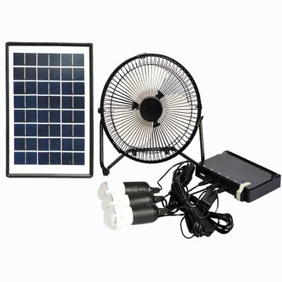 China Metal Electric ventilated RV camping Small office/home office outdoor travel fishing solar fan with light set for sale