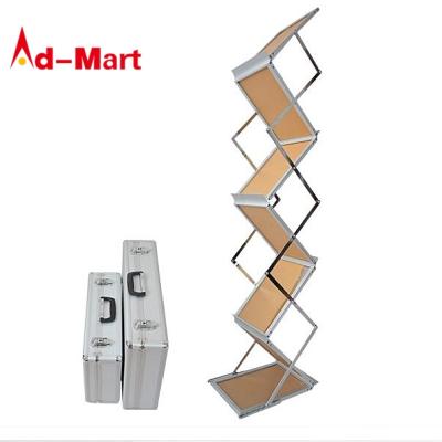 China Stand Up New A4 Literature Design Meeting Room Folding Display Rack With Carry Case Double Sided 6 Shelves for sale