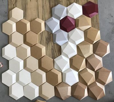 China Art Decor DIY Soft Hexagon Installation Waterproof Light Weight Leather Parquet 3D Foam Cheap Mosaic Slabs for sale