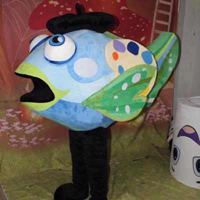 China Super Soft Plush Newly Finished Custom Blue Fish Mascot Costume For Sale for sale