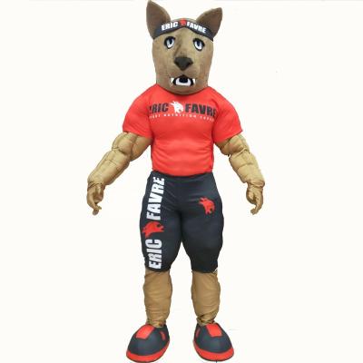 China Custom soft plush sports muscle wolf mascot costume for GYM use for sale