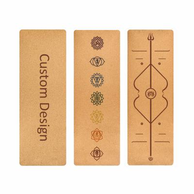 China ZJFIT Fitness Eco-friendly High Quality Durable / Nature Printed Jute Design Wooden Cork Yoga Mat for sale