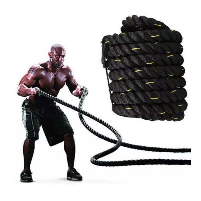 China Carry Heavy Poly Terylene Jump Rope Heat Resistance Shrink Handle Strand Twisted Polyester Battle Ropes Fitness Accessories for sale