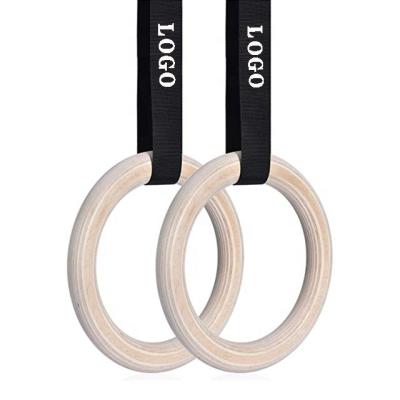 China ZJFIT Weight Capacity 250KGS Weight Capacity Body Workout Exercise Adjustable Strap Gym Ring Wooden Gym Rings for sale