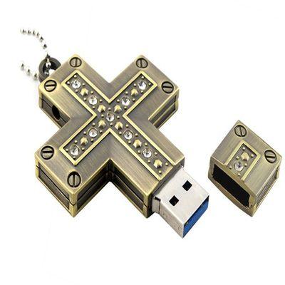 China Hot Selling Mini Metal Christian Cross USB 2.0 Pen Drive Diamond USB Flash Drive 4GB 8GB 16GB 32GB Pen Drive Jewelry Metal for sale