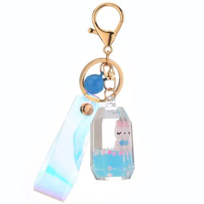 China Cartoon Customized Unicorn Keychain Accessories Moving Liquid Key Chains With Keychain Accessories Bulk Wholesale for sale