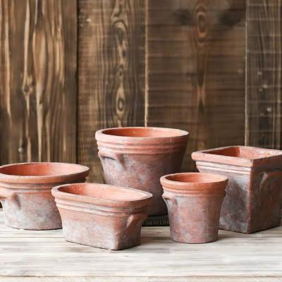 China Wholesale Customized Rustic Pastoral Decorative Rough Terracotta Flower Shape Square Oval Pot Planters Pots For Plants for sale