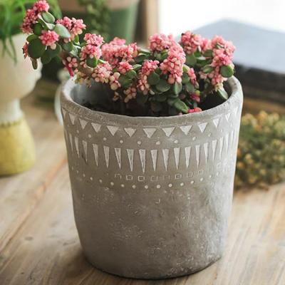 China Wholesale Rustic Unique Rough Unique Outdoor Indoor Bonsai Plant Home Decoration Pot Cement Texture Succulent Pots for sale