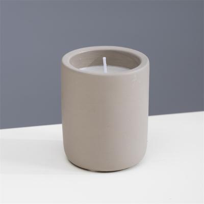 China Unique Nordic Europe Cement Candle Stand Decoration Matte Cylinder Colored Candle Jars Wholesale Candle Jar For Home Decor for sale