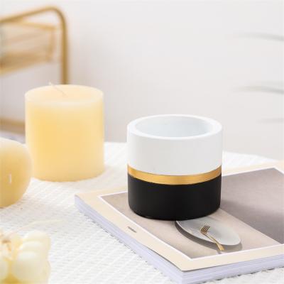 China Custom Suppliers Wholesale Modern Decorative Matte Cement Candle Jars Wholesale Modern Outdoor Indoor Black White Concrete Candle Jar for sale