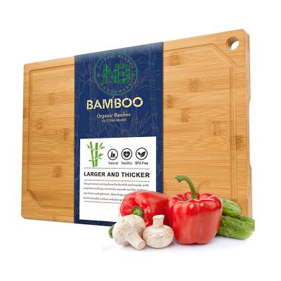 China Logo Easy Clean Organic Extra Large Cheap Viable Custom Made Organic Bamboo Cutting Board For Kitchen for sale