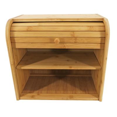 China Sustainable High Quality Bamboo Bread Bin 2-Layer Bread Box for sale