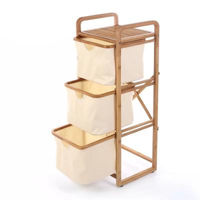 China Wall Mounted Type 100% Bamboo Free Standing Multifunctional Bathroom Entryway Bathroom Storage Baskets Rack Bamboo Racks for sale