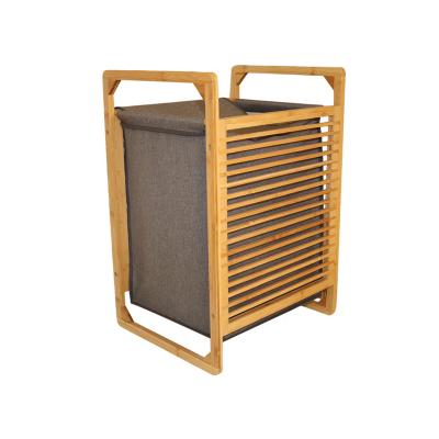 China Bathroom Corner Contemporary Natural Bamboo Laundry Basket for sale