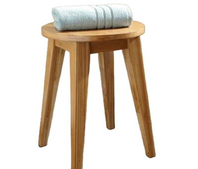 China Modern Single Bathroom Chair Round Bamboo Shower Stool for sale