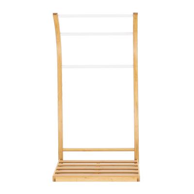 China Fashion Hanging Racks Bathroom Bottom Storage Shelf Bamboo Towel Rack for sale