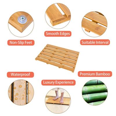 China Sustainable Luxury Custom Made Anti Slip Bathroom Floor Shower Bamboo Bath Mat for sale