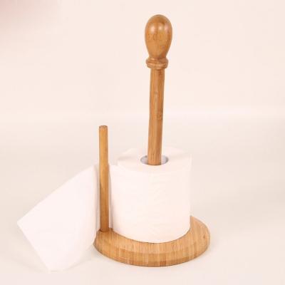 China Modern Bamboo Paper Towel Holder Solid Standup Paper Towel Holders for sale